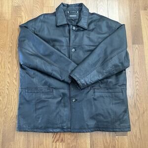 Alexander Lloyd Menswear Vintage‎ Leather Coat Jacket 2X Big Grunge Button Up